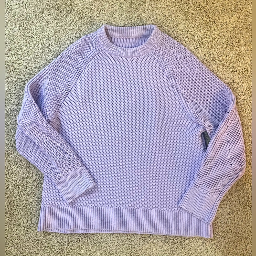 Lululemon Honeycomb Crewneck Sweater 3-D Knit Cotton Lilac Ether Purple